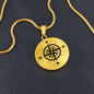Real 18k Solid Gold Compass Necklace, Engraved Compass Pendant, Compass Gift, Compass Charm, Traveler