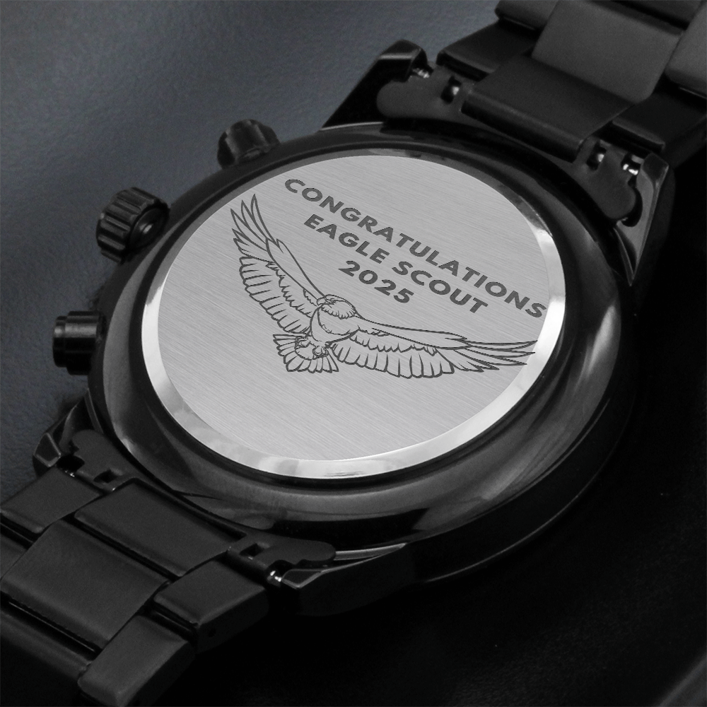 2025 Black Chronograph Watch, Eagle Scout Gift, Eagle Scout Watch, Eagle Scout Gift
