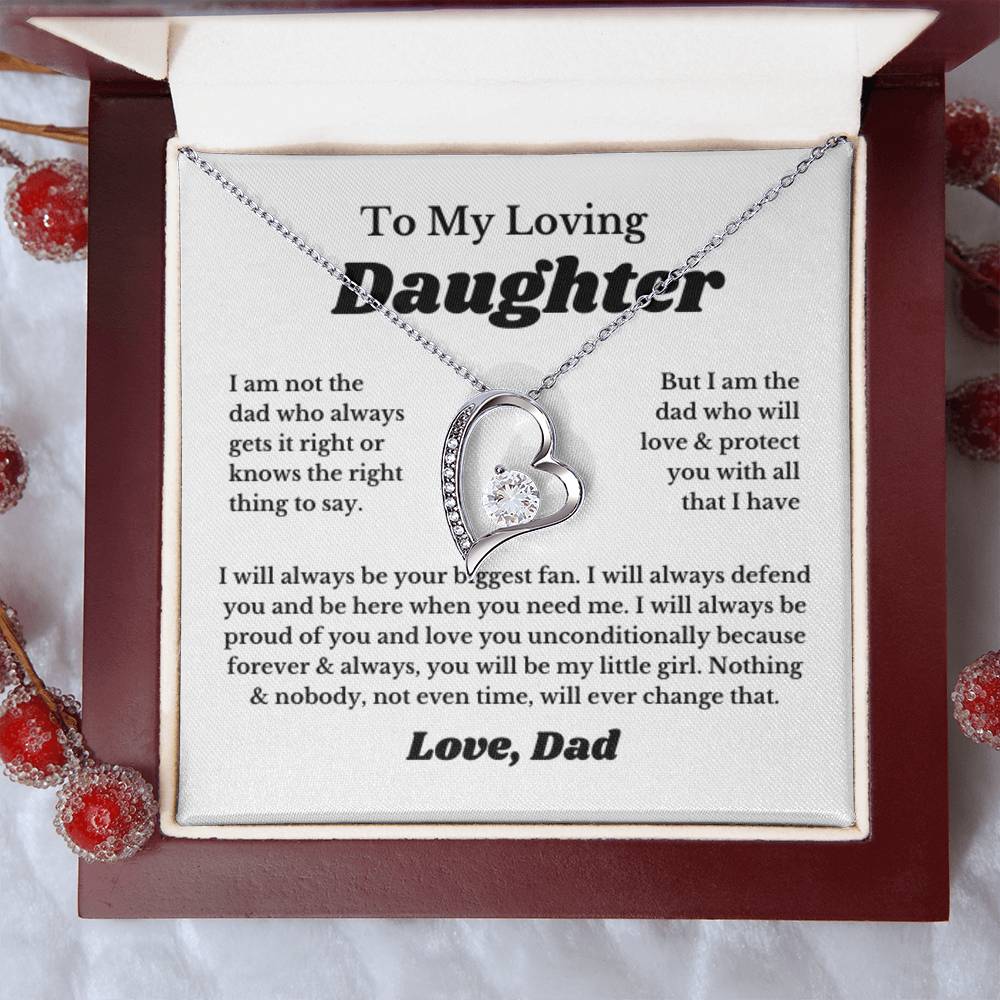 To My Daughter Heart Necklace Gift From Dad Jewelry