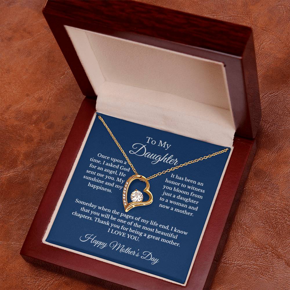 To My Daughter From Mom, Mother's Day Heart Necklace