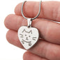 Cat Engraved Heart Necklace, Personalized Pet Gift, Personalized Pet Name, Luxury 18K Gold or Silver Jewelry, Christmas Gift, Kitty
