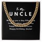 Uncle Necklace Gift, From Niece or Cousin, Link Chain Jewelry, Graduation, Father's Day, Christmas Gifts for Men, Message Card