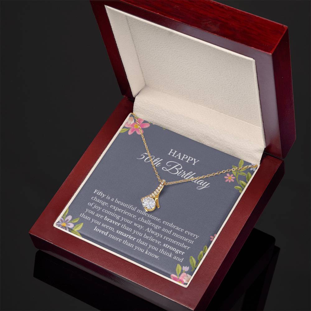 50th Birthday Necklace, Alluring Ribbon Jewelry