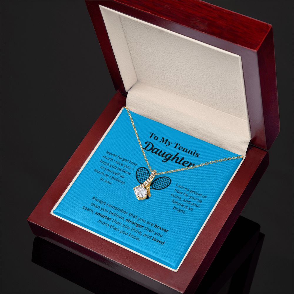 EllePendants To My Tennis Daughter Necklace, Father Daughter Necklace, Mother Daughter Necklace, Daughter Birthday, Heart Jewelry, Gold Jewelry, Interlocking Hearts, Message Card Necklace