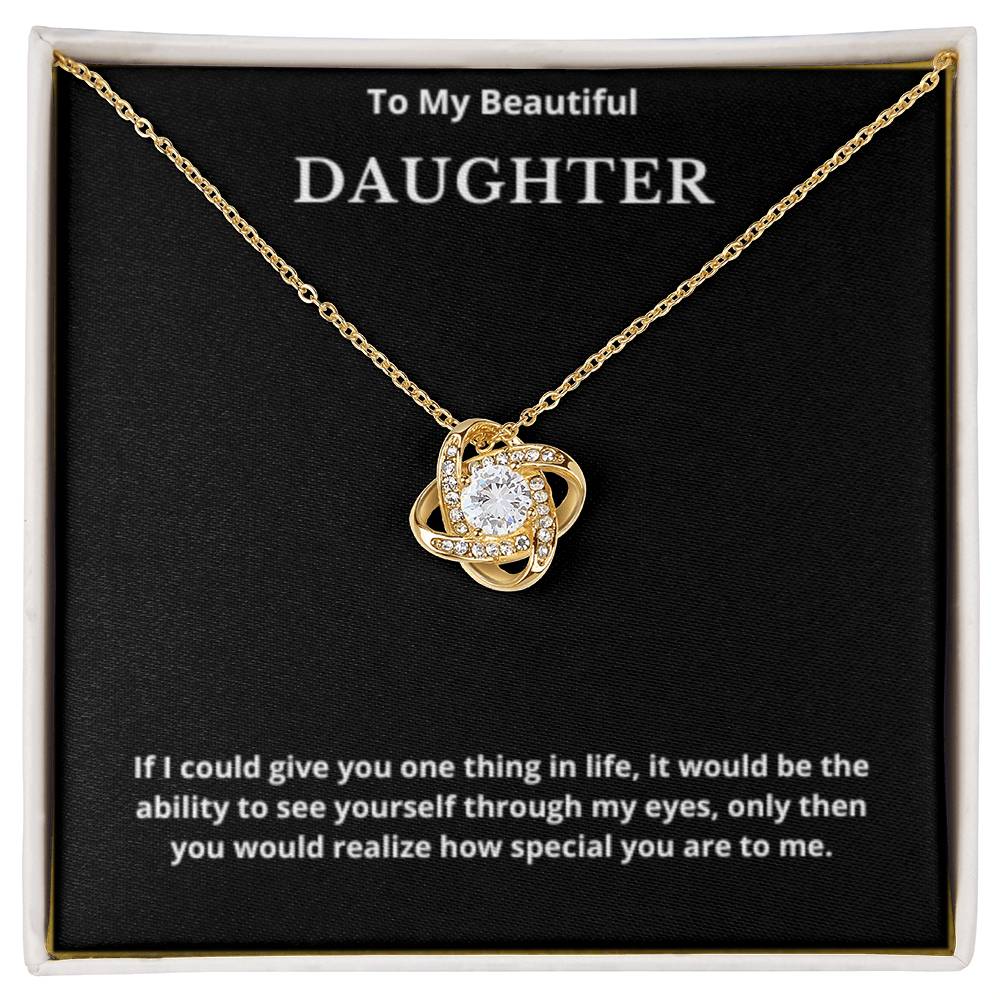 To My Beautiful Daughter Love Knot Necklace, Gift For Daughter From Mom, Daughter's Birthday, Daughter's Graduation, Daughter Jewelry