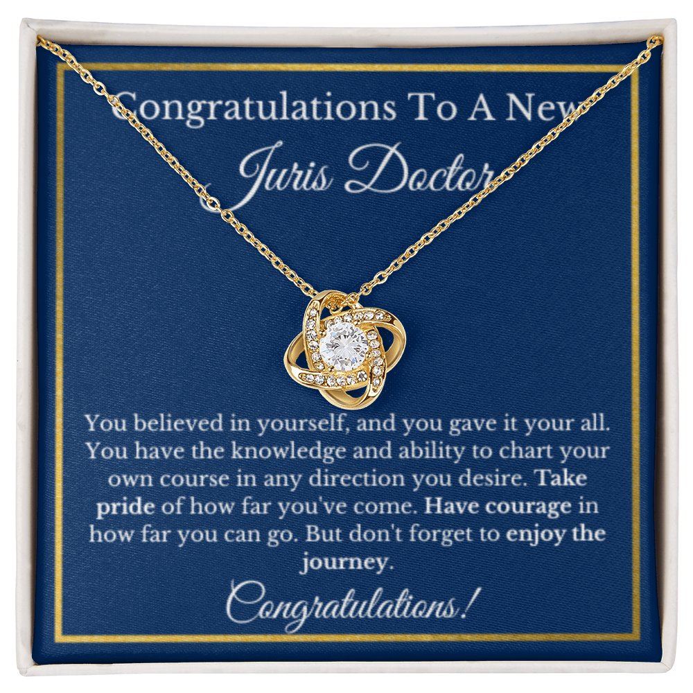 Love Knot Juris Doctor Message Card Jewelry Law School Necklace