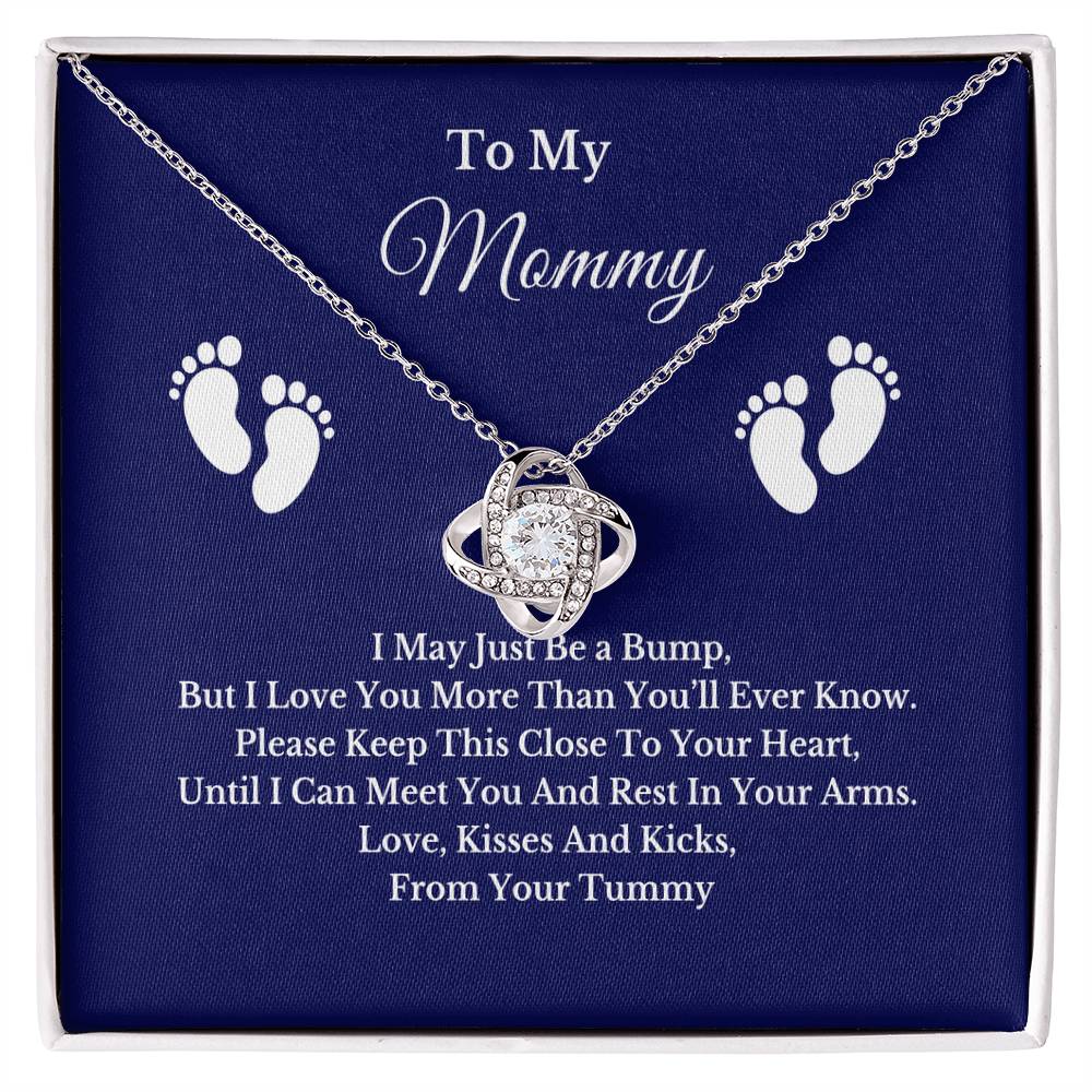 Baby Bump Necklace for Mom, Gold Silver Pendant Jewelry with Message Card, Gift for New Mommy