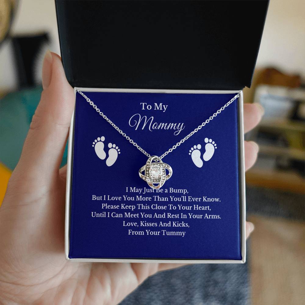 Baby Bump Necklace for Mom, Gold Silver Pendant Jewelry with Message Card, Gift for New Mommy