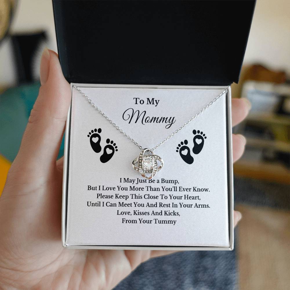 Baby Bump Necklace for Mom, Gold Silver Pendant Jewelry with Message Card, Gift for New Mommy