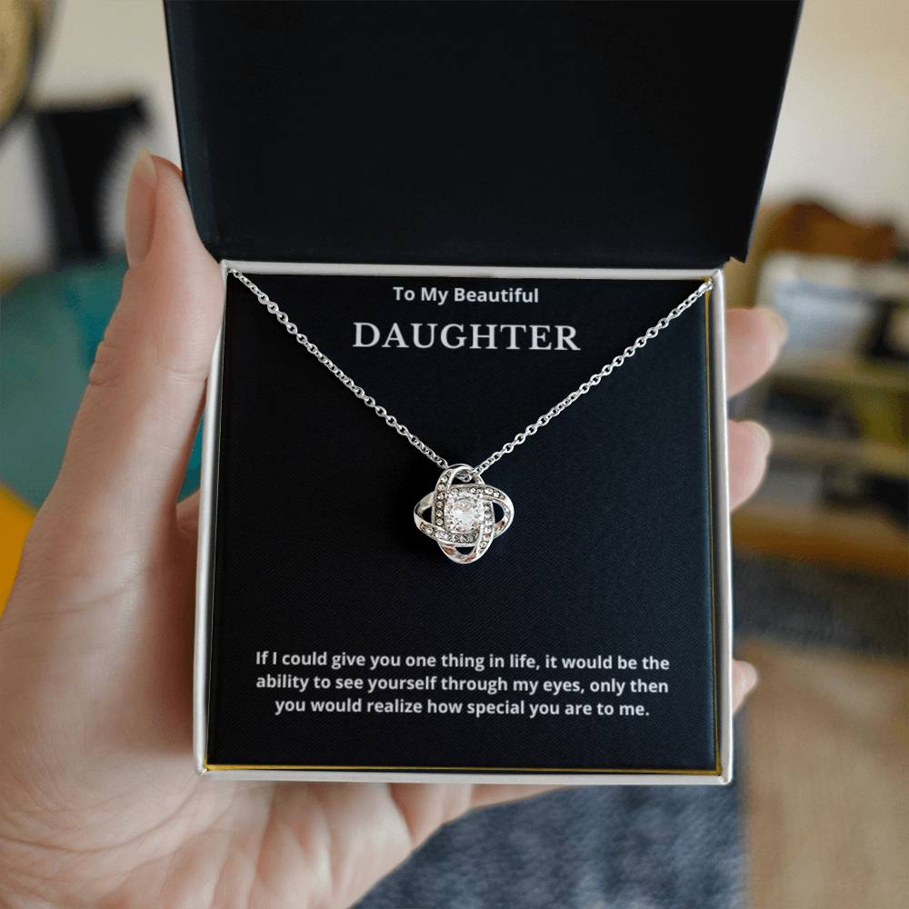 To My Beautiful Daughter Love Knot Necklace, Gift For Daughter From Mom, Daughter's Birthday, Daughter's Graduation, Daughter Jewelry