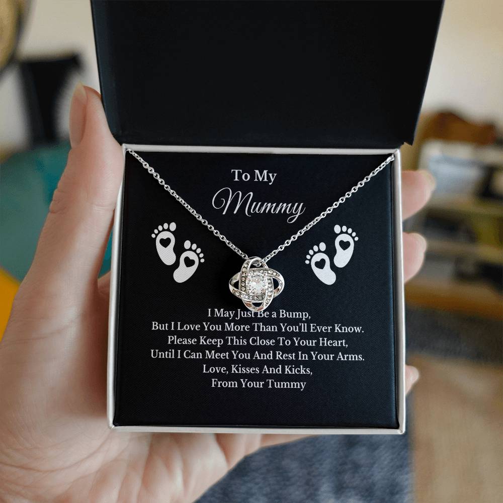 Baby Bump Necklace for Mum, Silver Pendant with Message Card, Gift for Mummy