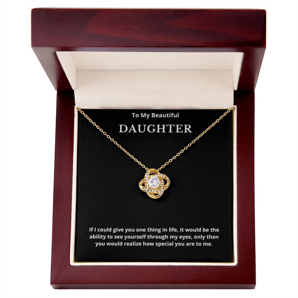 To My Beautiful Daughter Love Knot Necklace, Gift For Daughter From Mom, Daughter's Birthday, Daughter's Graduation, Daughter Jewelry