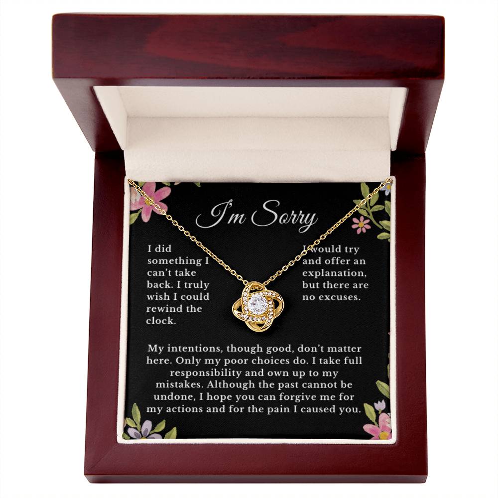 Apology Gift Necklace Message, I'm Sorry Card with Jewelry Love Knot