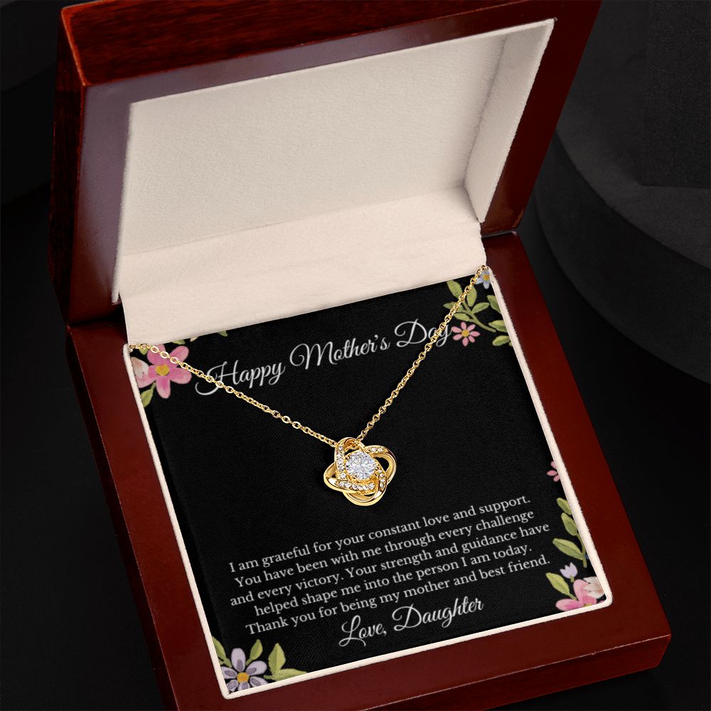 Love Knot, To Mom From Daughter Message Card Necklace, Mom Birthday Jewelry To Mom From Daughter Gifts, Mom Mother's Day Gifts From Daughter