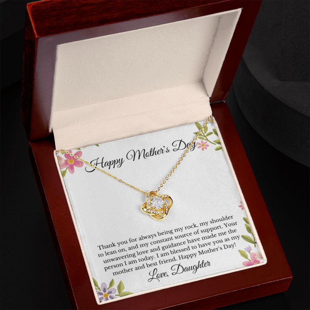 Love Knot, To Mom From Daughter Message Card Necklace, Mom Birthday Jewelry To Mom From Daughter Gifts, Mom Mother's Day Gifts From Daughter