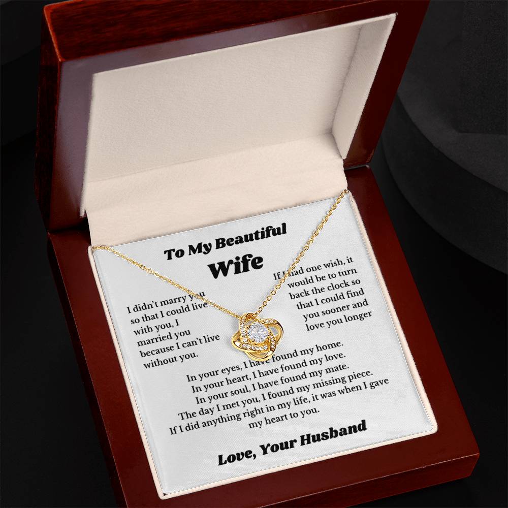 To My Wife Necklace from Husband – Romantic Wife Gift, Birthday Anniversary Valentine's Day Jewelry for Her