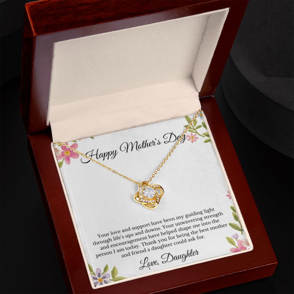 Love Knot, To Mom From Daughter Message Card Necklace, Mom Birthday Jewelry To Mom From Daughter Gifts, Mom Mother's Day Gifts From Daughter