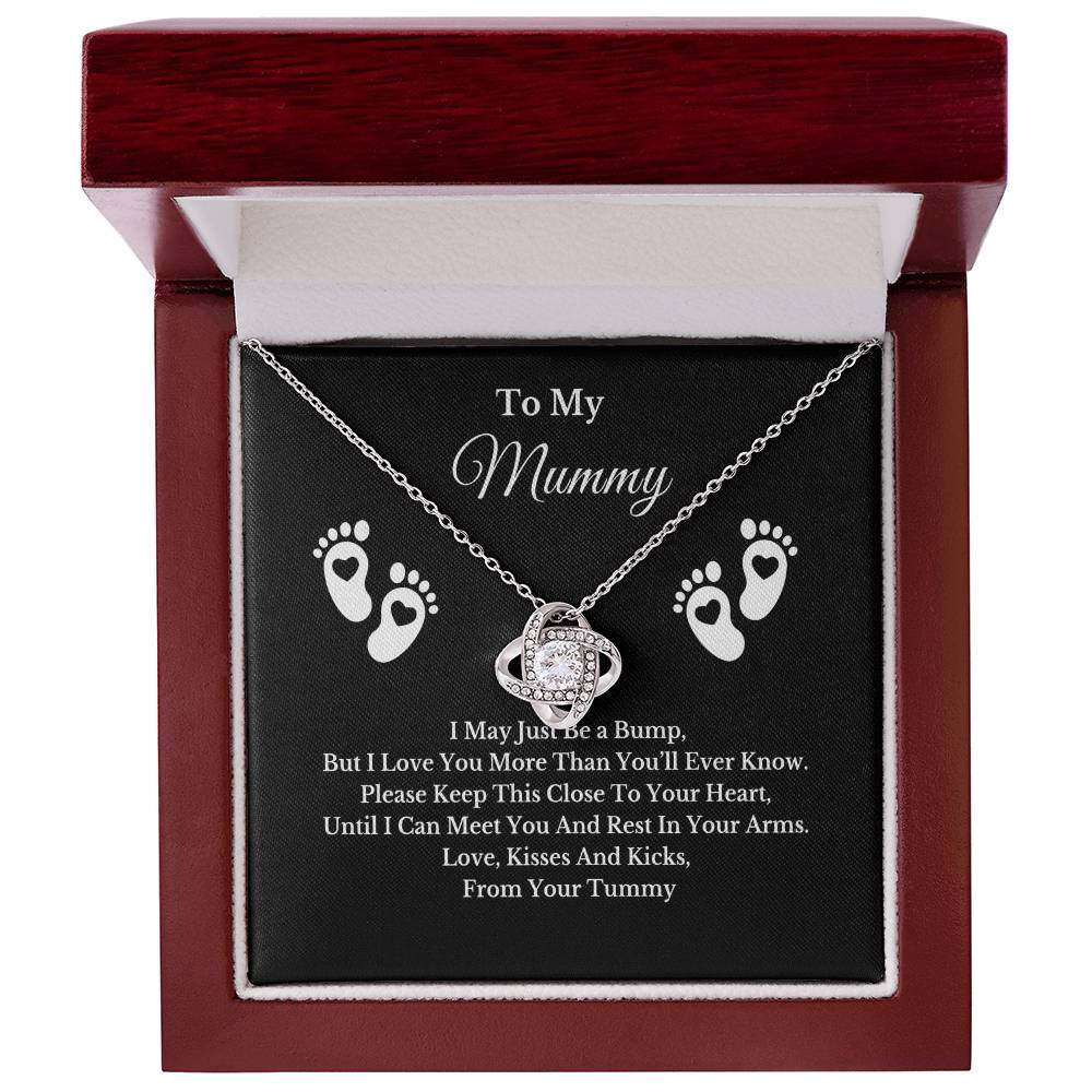 Baby Bump Necklace for Mum, Silver Pendant with Message Card, Gift for Mummy