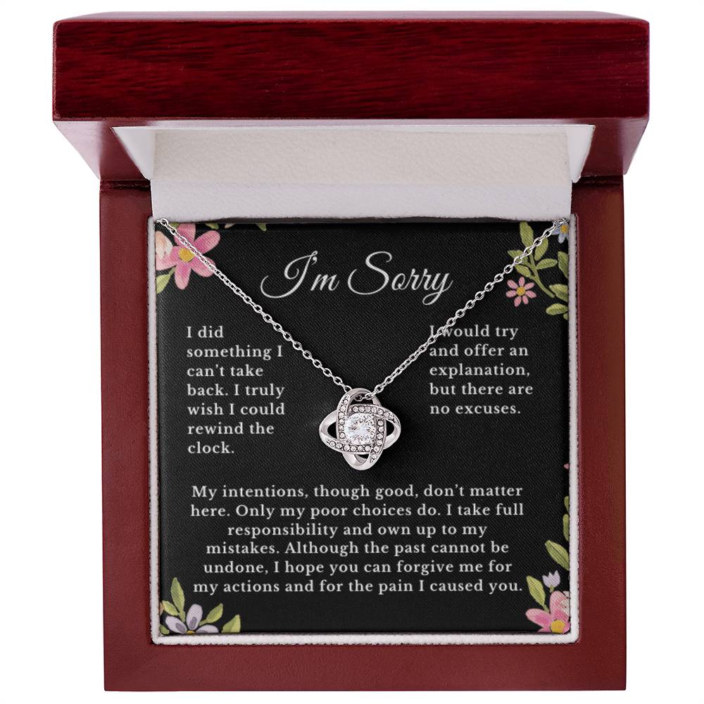 Apology Gift Necklace Message, I'm Sorry Card with Jewelry Love Knot