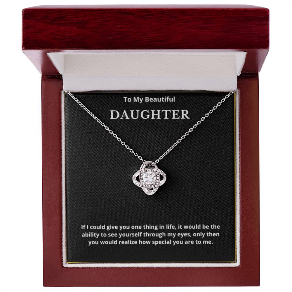 To My Beautiful Daughter Love Knot Necklace, Gift For Daughter From Mom, Daughter's Birthday, Daughter's Graduation, Daughter Jewelry