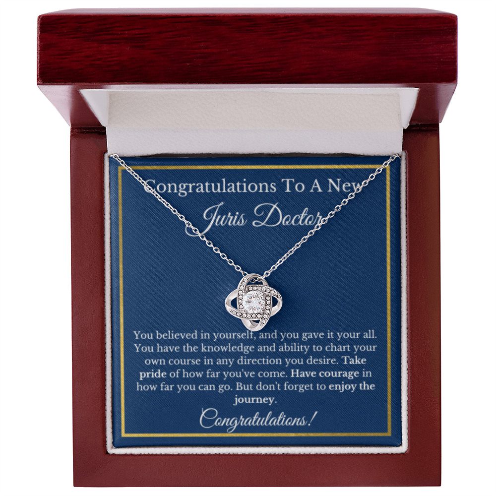 Love Knot Juris Doctor Message Card Jewelry Law School Necklace