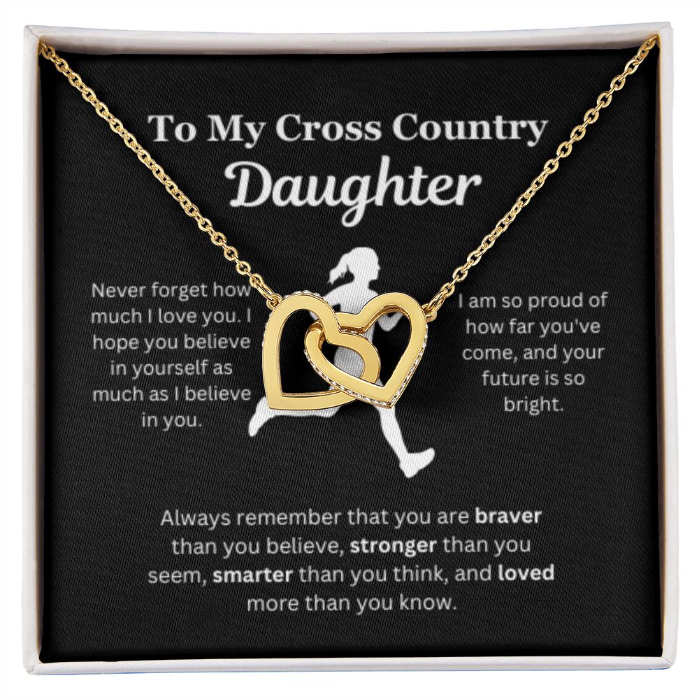 EllePendants To My Cross Country Daughter Necklace, Father Daughter Necklace, Mother Daughter Necklace, Daughter Birthday, Heart Jewelry, Gold Jewelry