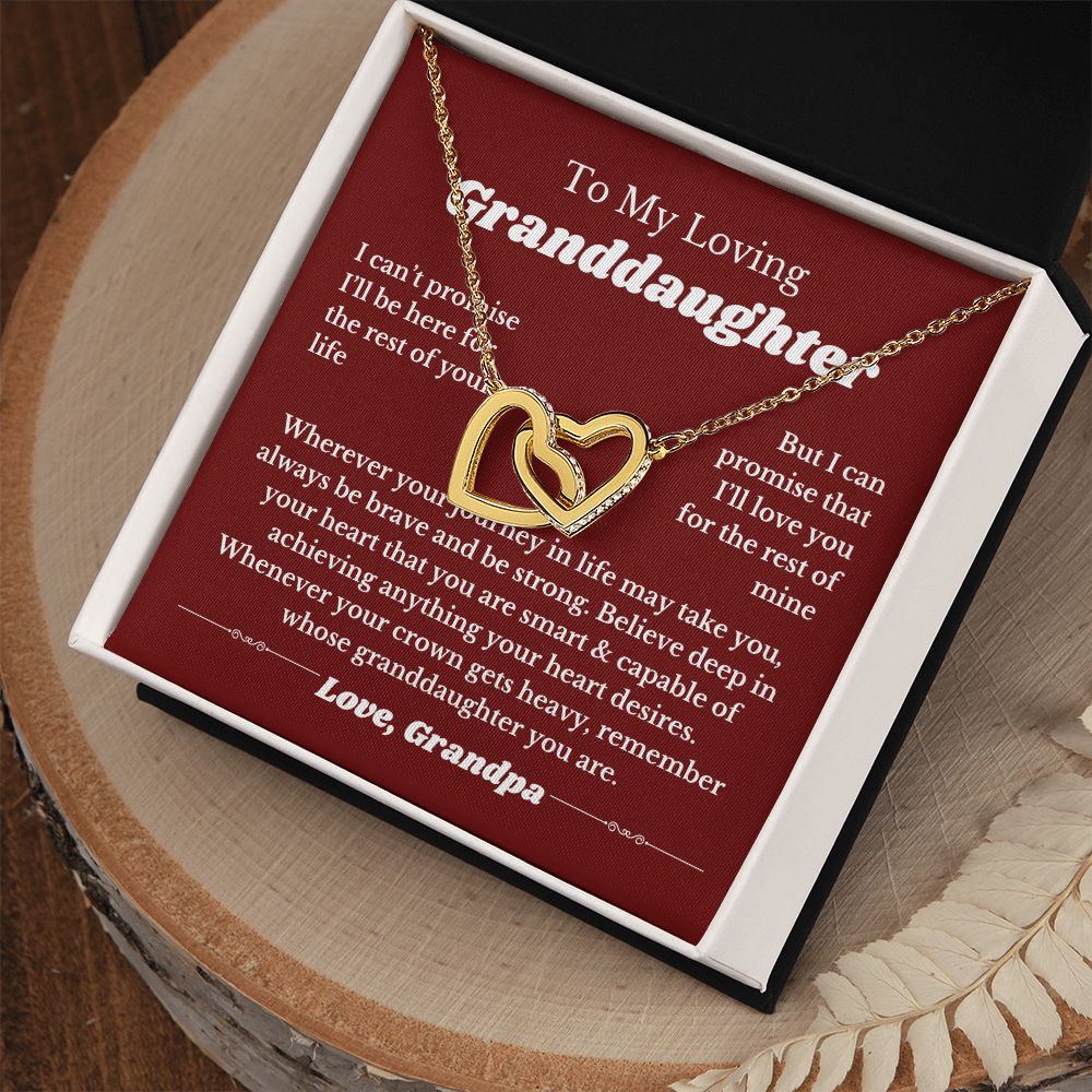To My Granddaughter From Grandpa, Interlocking Hearts Necklace Gift from Grandfather, Birthday, Wedding Granddaughter jewelry