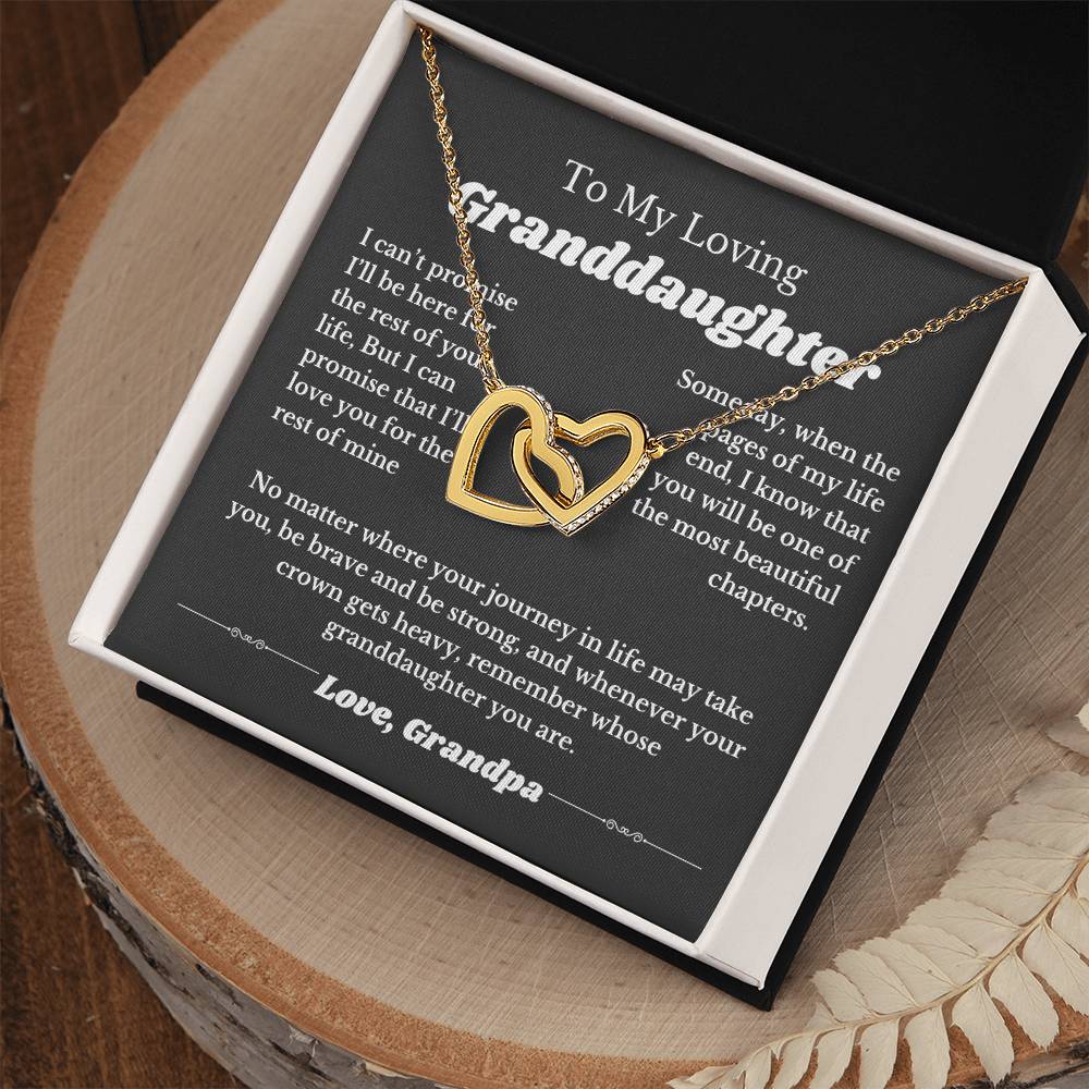 To My Granddaughter From Grandpa, Interlocking Hearts Necklace Gift from Grandfather, Birthday, Wedding Granddaughter jewelry
