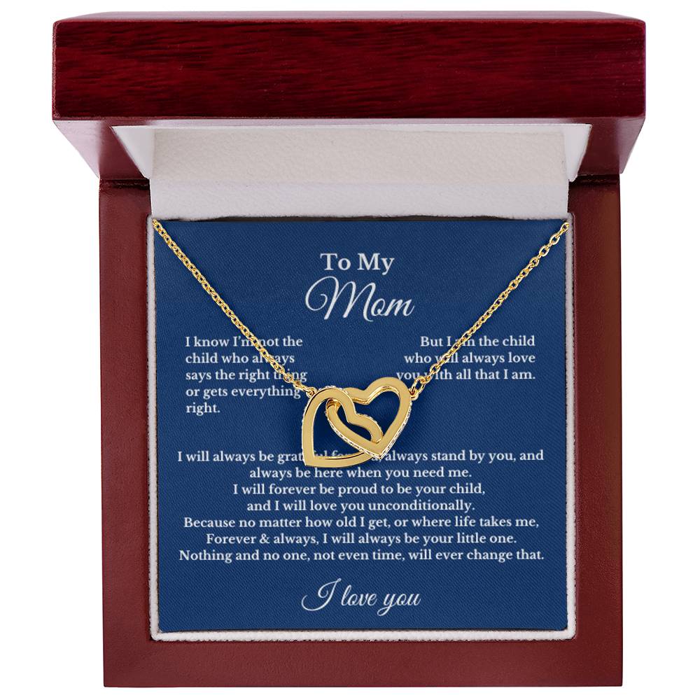 To My Mom Interlocking Heart Necklace Gift For Mothers Day, Valentines, Christmas, Her Birthday