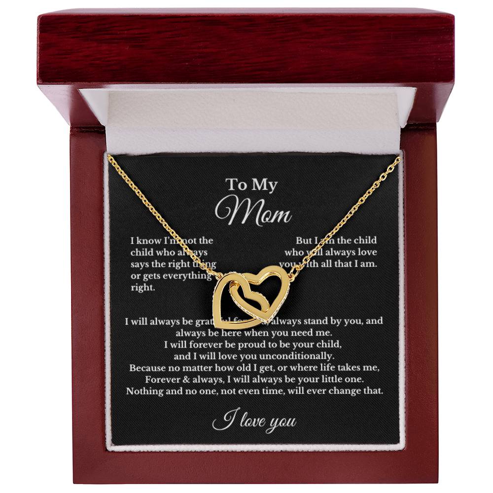 To My Mom Interlocking Heart Necklace Gift For Mothers Day, Valentines, Christmas, Her Birthday