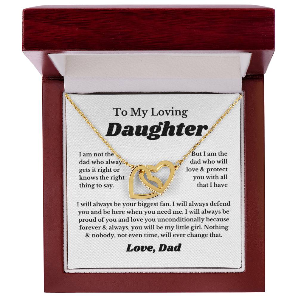 To My Daughter Interlocking Heart Necklace Gift From Dad, Jewelry
