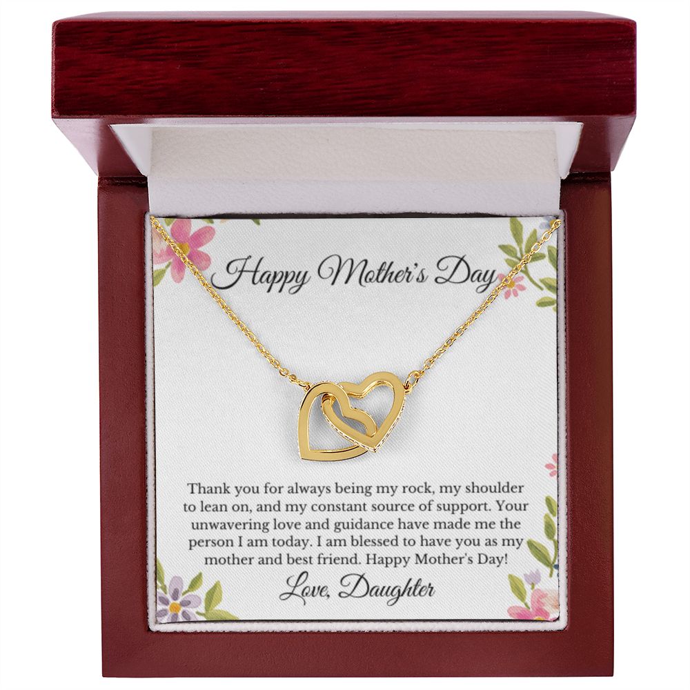 Interlocking Hearts, To Mom From Daughter Message Card Necklace, Mom Birthday Jewelry To Mom From Daughter Gifts, Mom Mother's Day Gifts From Daughter