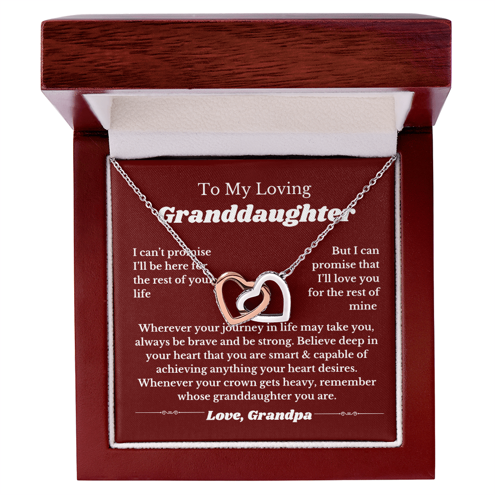To My Granddaughter From Grandpa, Interlocking Hearts Necklace Gift from Grandfather, Birthday, Wedding Granddaughter jewelry
