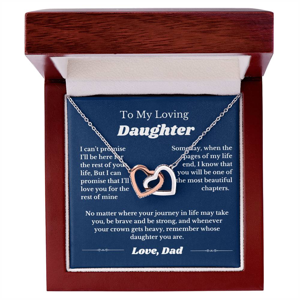 To My Daughter From Dad, Interlocking Hearts Necklace Gift from Father, Daughter Birthday, Wedding jewelry