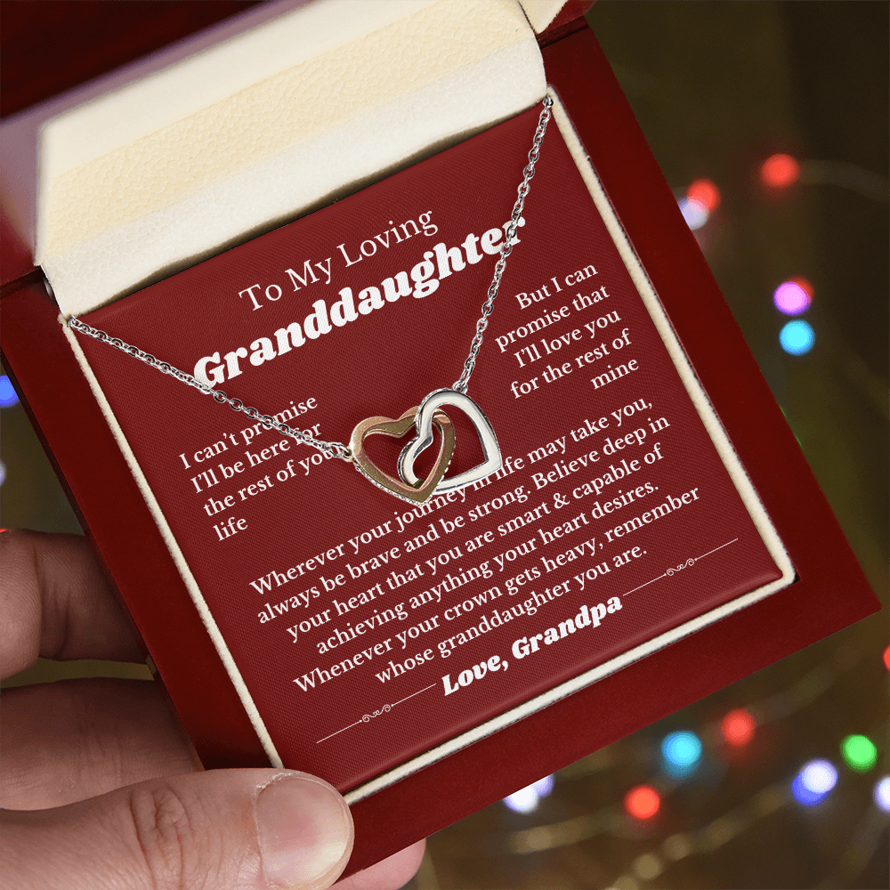 To My Granddaughter From Grandpa, Interlocking Hearts Necklace Gift from Grandfather, Birthday, Wedding Granddaughter jewelry