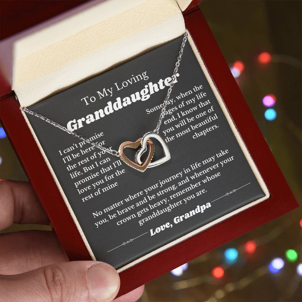 To My Granddaughter From Grandpa, Interlocking Hearts Necklace Gift from Grandfather, Birthday, Wedding Granddaughter jewelry