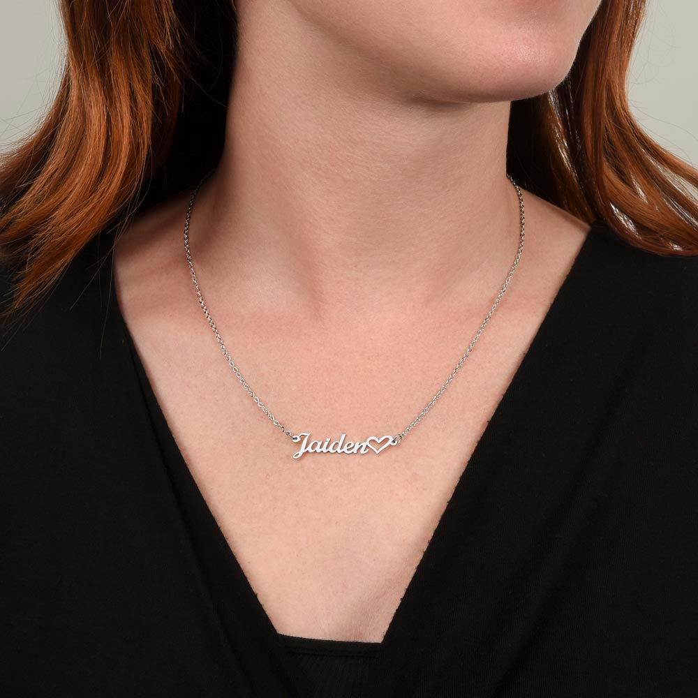 18K Gold/Silver Nameplate with Heart Necklace, Custom Name Necklace, Gold Name Necklace, Personalized Necklace, Handwriting, Valentines Day, Christmas Birthday Gift