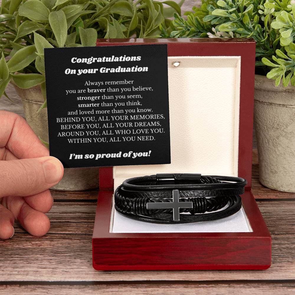 Graduate Cross Bracelet Gift for Boys, Graduation Gift for Him, Best Gift for College Graduation, Gift for New Graduate