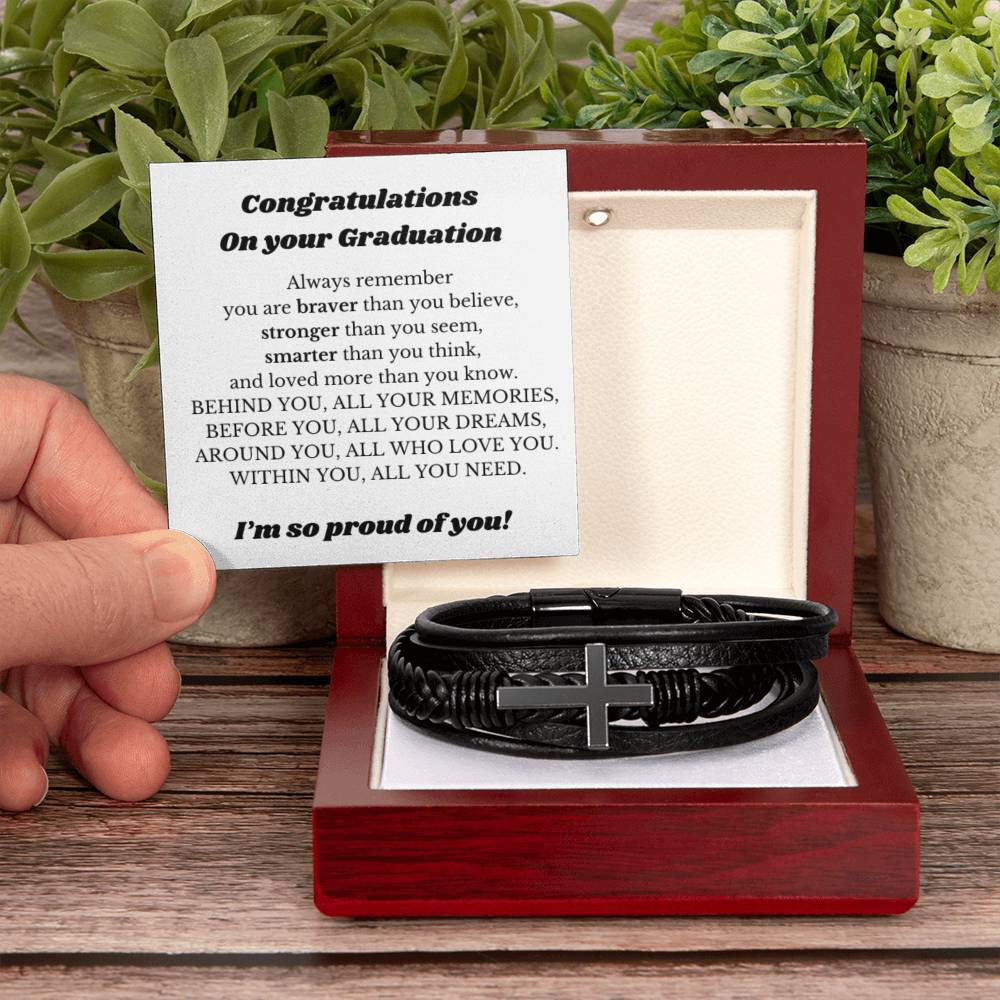 Graduate Cross Bracelet Gift for Boys, Graduation Gift for Him, Best Gift for College Graduation, Gift for New Graduate