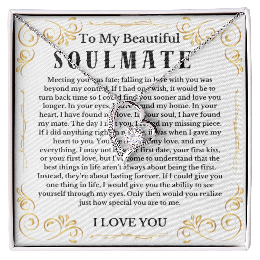 Love Message Necklace and Sweet Paper Flower Bouquet Valentines Day Couple Gift Soulmate Girlfriend Wife