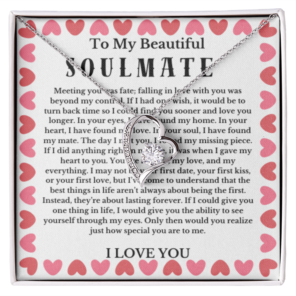 Love Message Necklace and Sweet Paper Flower Bouquet Valentines Day Couple Gift Soulmate Girlfriend Wife