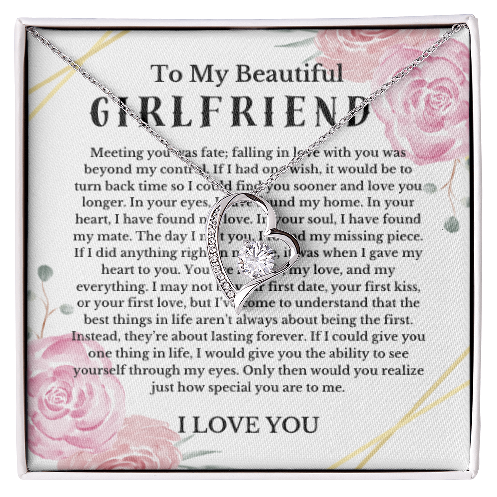 Love Message Necklace and Sweet Paper Flower Bouquet Valentines Day Couple Gift Soulmate Girlfriend Wife