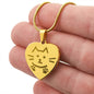 Cat Engraved Heart Necklace, Personalized Pet Gift, Personalized Pet Name, Luxury 18K Gold or Silver Jewelry, Christmas Gift, Kitty