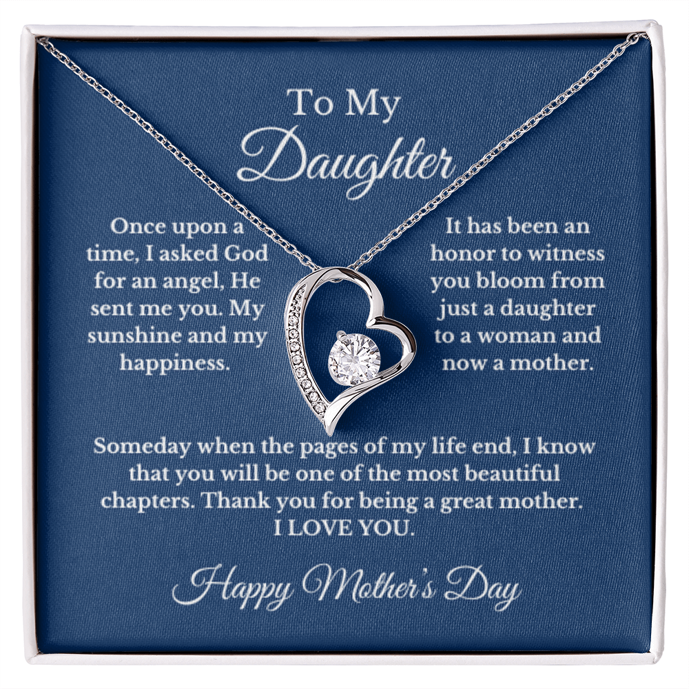To My Daughter From Mom, Mother's Day Heart Necklace