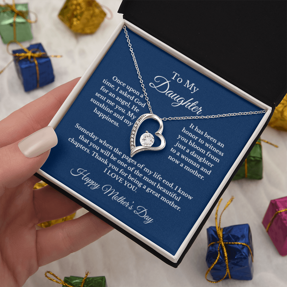 To My Daughter From Mom, Mother's Day Heart Necklace