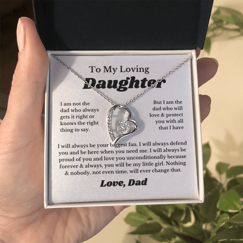 To My Daughter Heart Necklace Gift From Dad Jewelry