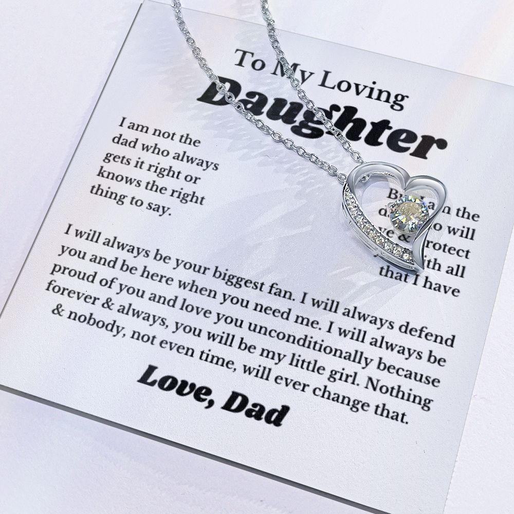 To My Daughter Heart Necklace Gift From Dad Jewelry