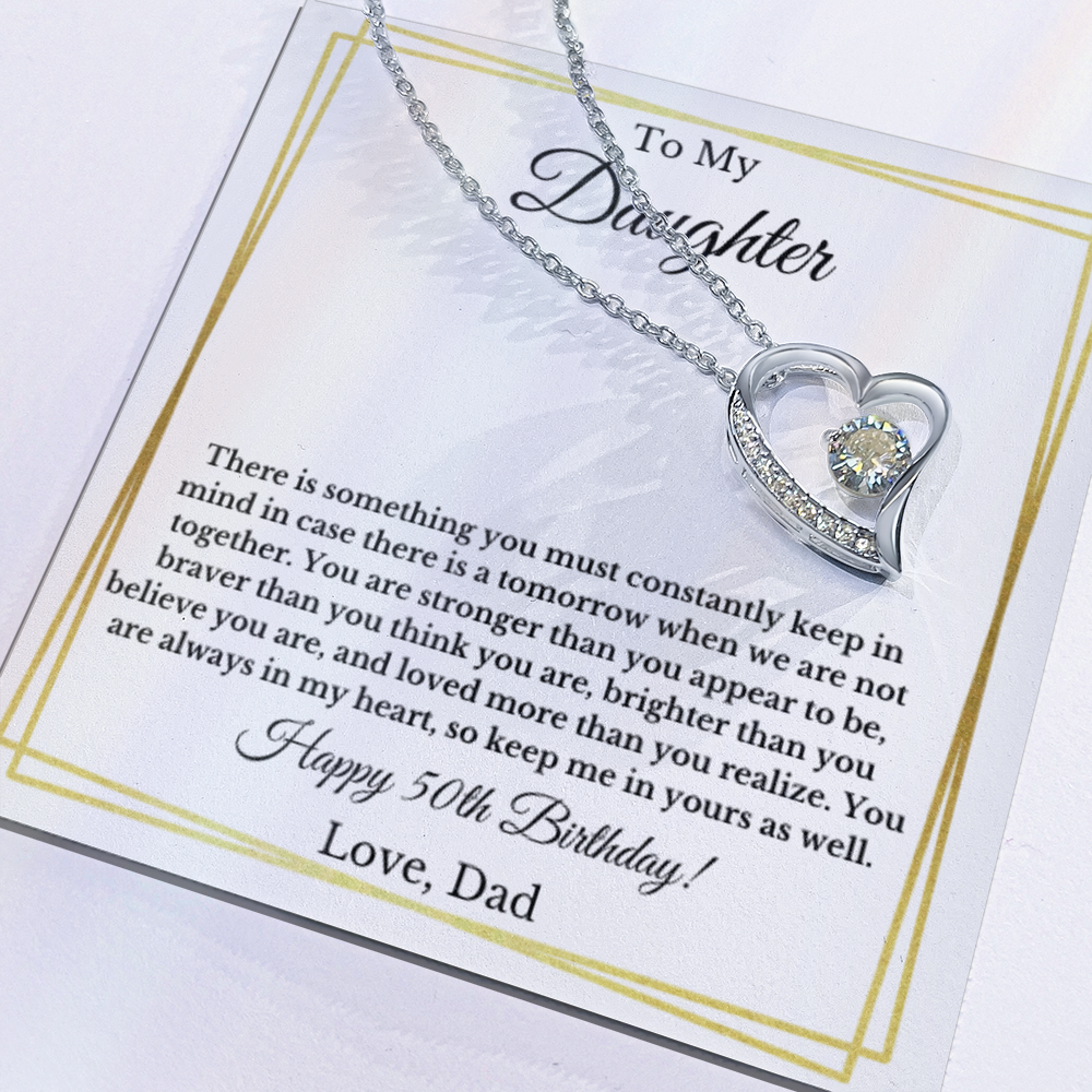 To My Daughter Happy 50th Birthday From Dad Forever Love Heart Necklace