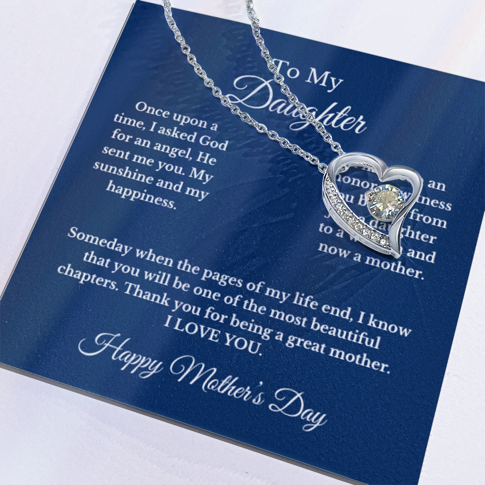 To My Daughter From Mom, Mother's Day Heart Necklace