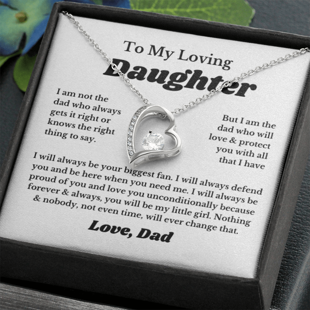 To My Daughter Heart Necklace Gift From Dad Jewelry